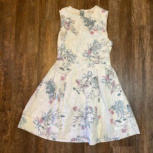 GAP 0 White Floral Print A-Line Mini Dress